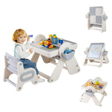 Mesa y silla infantil multiactividad 6 en 1 con caballete de arte plegable