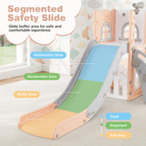6-in-1 Toddler Slide L-shaped Playground with Basketball Hoop and Ladder
