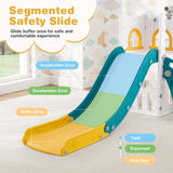 6-in-1 Toddler Slide L-shaped Playground with Basketball Hoop and Ladder