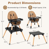5-in-1 Baby Wooden Convertible High Chair