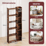 6-Tier Bookshelf Wooden Bookcase with 2 Anti-Tipping Kits Open Display Shelf