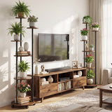 Estantería de 6 niveles para plantas con luz RGB y ruedas, 145 cm de altura, expositor interior para macetas