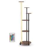 Estantería de 6 niveles para plantas con luz RGB y ruedas, 145 cm de altura, expositor interior para macetas