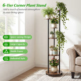 Estantería de 6 niveles para plantas con luz RGB y ruedas, 145 cm de altura, expositor interior para macetas