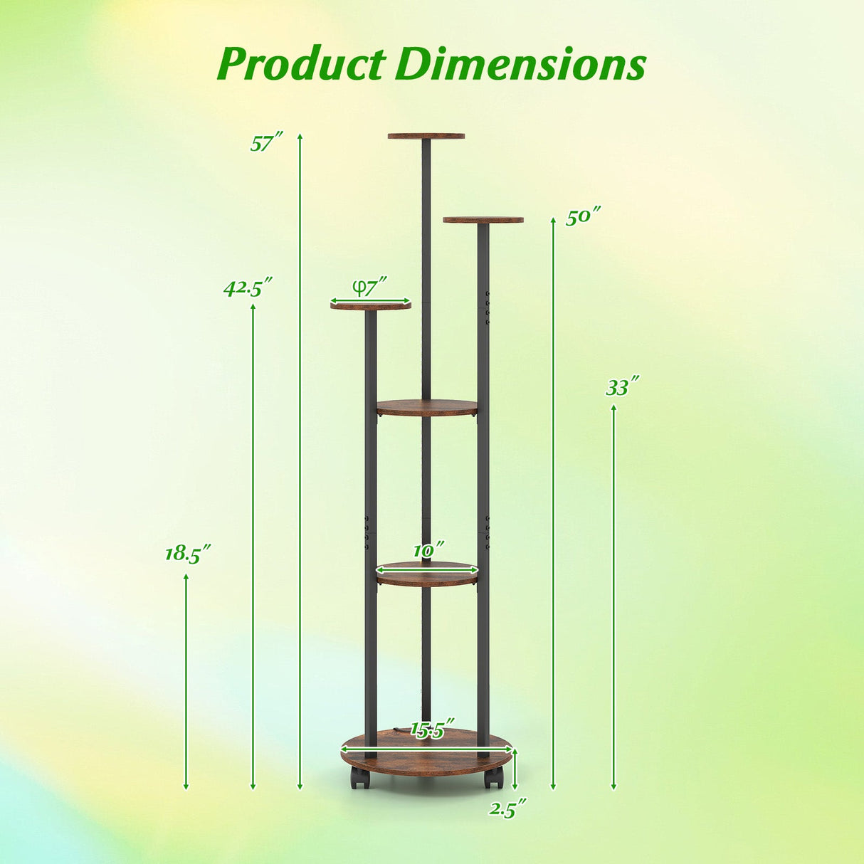 Estantería de 6 niveles para plantas con luz RGB y ruedas, 145 cm de altura, expositor interior para macetas