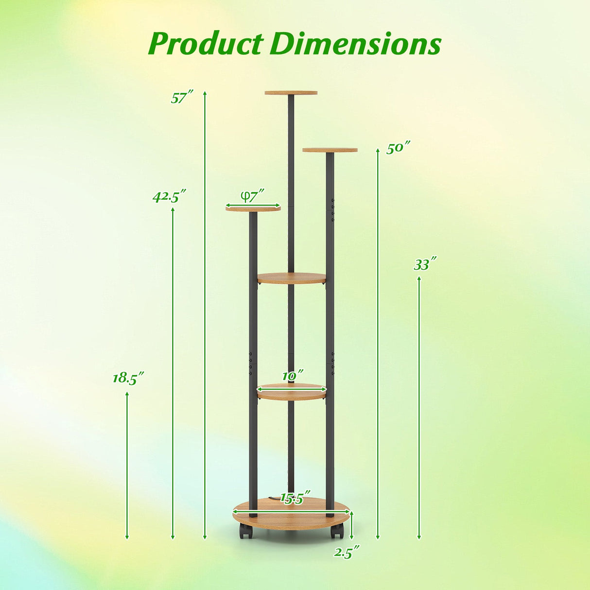 Estantería de 6 niveles para plantas con luz RGB y ruedas, 145 cm de altura, expositor interior para macetas