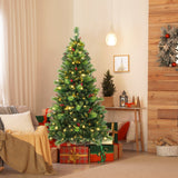 6/7/8 Feet Pre-Lit Artificial Christmas Tree with 300/400/500 LED Lights