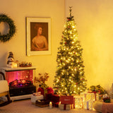 Árbol de Navidad Preiluminado Artificial Estrecho y Articulado de 5/6/7/8/9 Pies