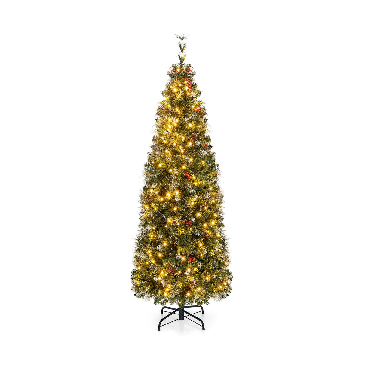 Árbol de Navidad Preiluminado Artificial Estrecho y Articulado de 5/6/7/8/9 Pies