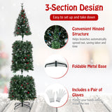 Árbol de Navidad Preiluminado Artificial Estrecho y Articulado de 5/6/7/8/9 Pies