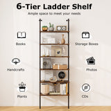 6-tier Ladder Shelf 72 Inches Industrial Wall Mounted Bookshelf