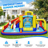 Tobogán acuático inflable 7 en 1 con soplador de aire de 735 W y piscina de salpicaduras