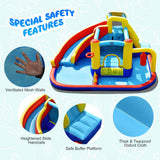 Tobogán acuático inflable 7 en 1 con soplador de aire de 735 W y piscina de salpicaduras
