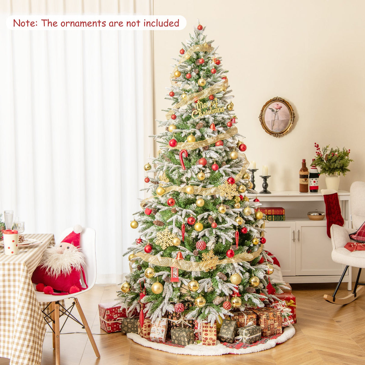 Árbol de Navidad artificial preiluminado de 6/7.5/9 pies con 765/1135/1871 puntas y 280/470/690 luces LED blanco cálido