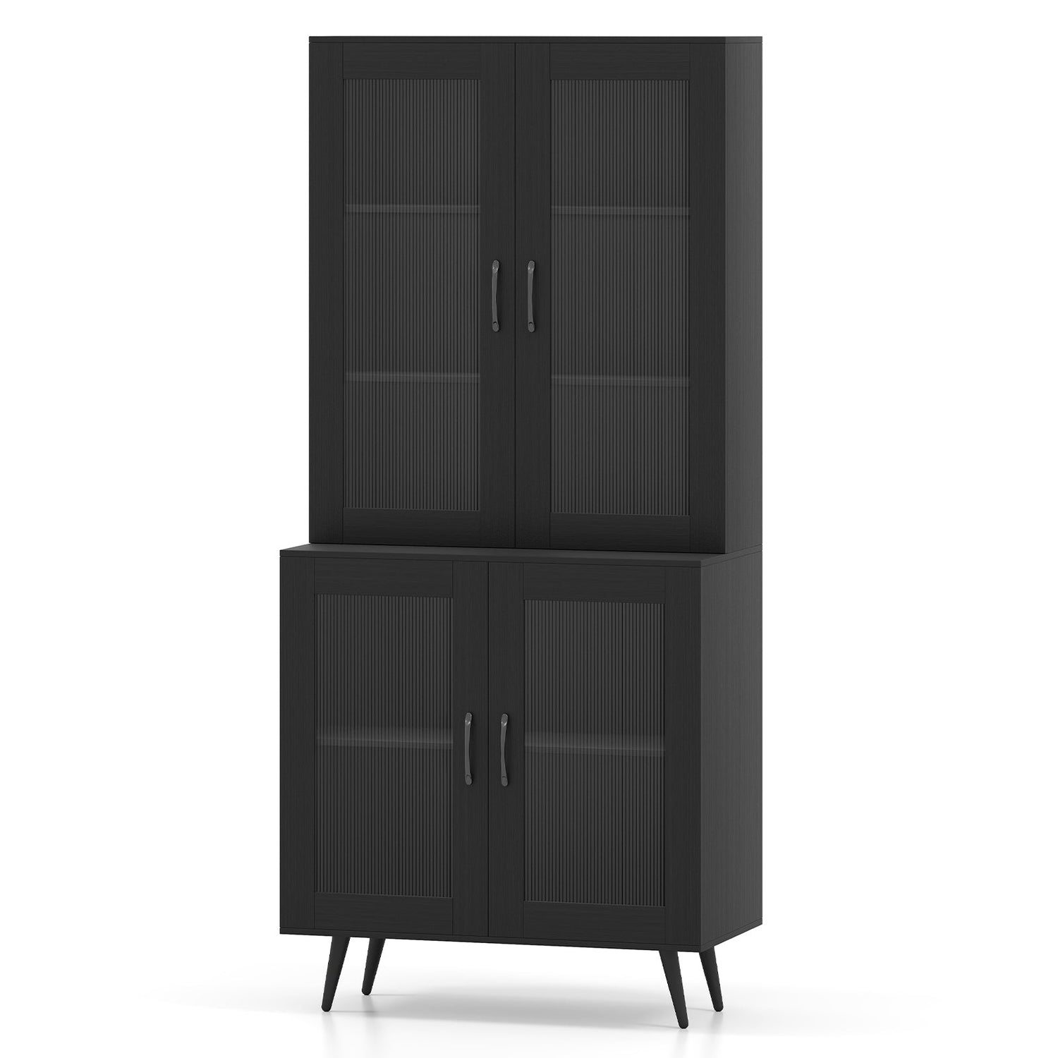 Alacena de cocina alta de 70.5 pulgadas con 4 puertas transparentes