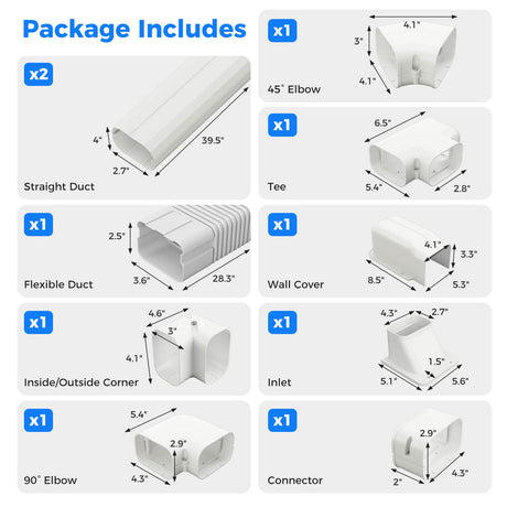 Kit de cubierta decorativa delgada de PVC mini de 4 pulgadas de ancho