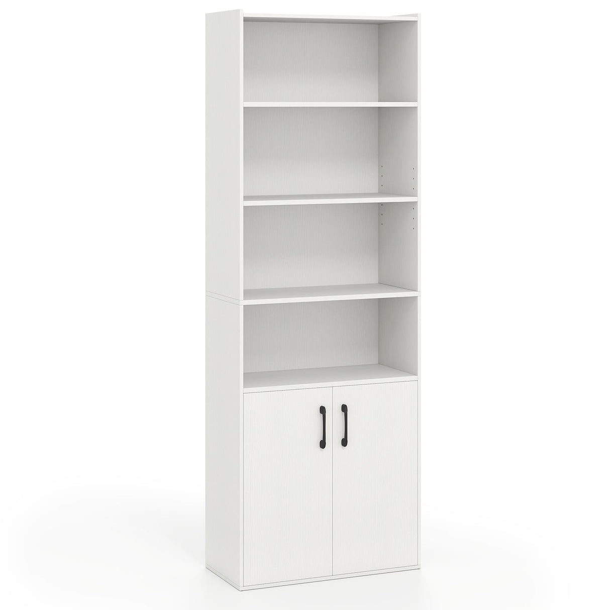 70 Inch Bookcase 6-Tier with Adjustable Shelves and 2-Door Cabinet