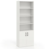 70 Inch Bookcase 6-Tier with Adjustable Shelves and 2-Door Cabinet