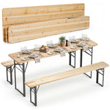 Mesa de Picnic Plegable de 3 Piezas de 70 Pulgadas con Bancos para 6 Personas, Madera de Abeto, Portátil, Mesa de Camping Bear-Negra
