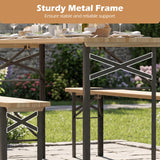 Mesa de Picnic Plegable de 3 Piezas de 70 Pulgadas con Bancos para 6 Personas, Madera de Abeto, Portátil, Mesa de Camping Bear-Negra