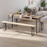 Mesa de Picnic Plegable de 3 Piezas de 70 Pulgadas con Bancos para 6 Personas, Madera de Abeto, Portátil, Mesa de Camping Bear-Negra