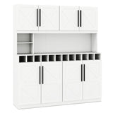 70 Inch Farmhouse Pantry Cabinet Kitchen Buffet Hutch with 4 Cabinets and 2 Open Shelves