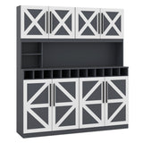 70 Inch Farmhouse Pantry Cabinet Kitchen Buffet Hutch with 4 Cabinets and 2 Open Shelves