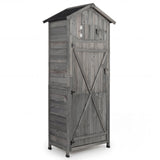 Armario de almacenamiento de herramientas de jardín de 70 pulgadas de alto con puertas con cerradura y mesa plegable