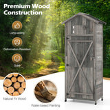 Armario de almacenamiento de herramientas de jardín de 70 pulgadas de alto con puertas con cerradura y mesa plegable