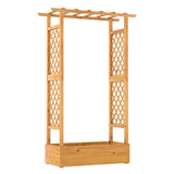 Macetero elevado de madera con celosía, 70 pulgadas, natural