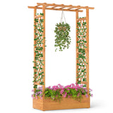 Macetero elevado de madera con celosía, 70 pulgadas, natural