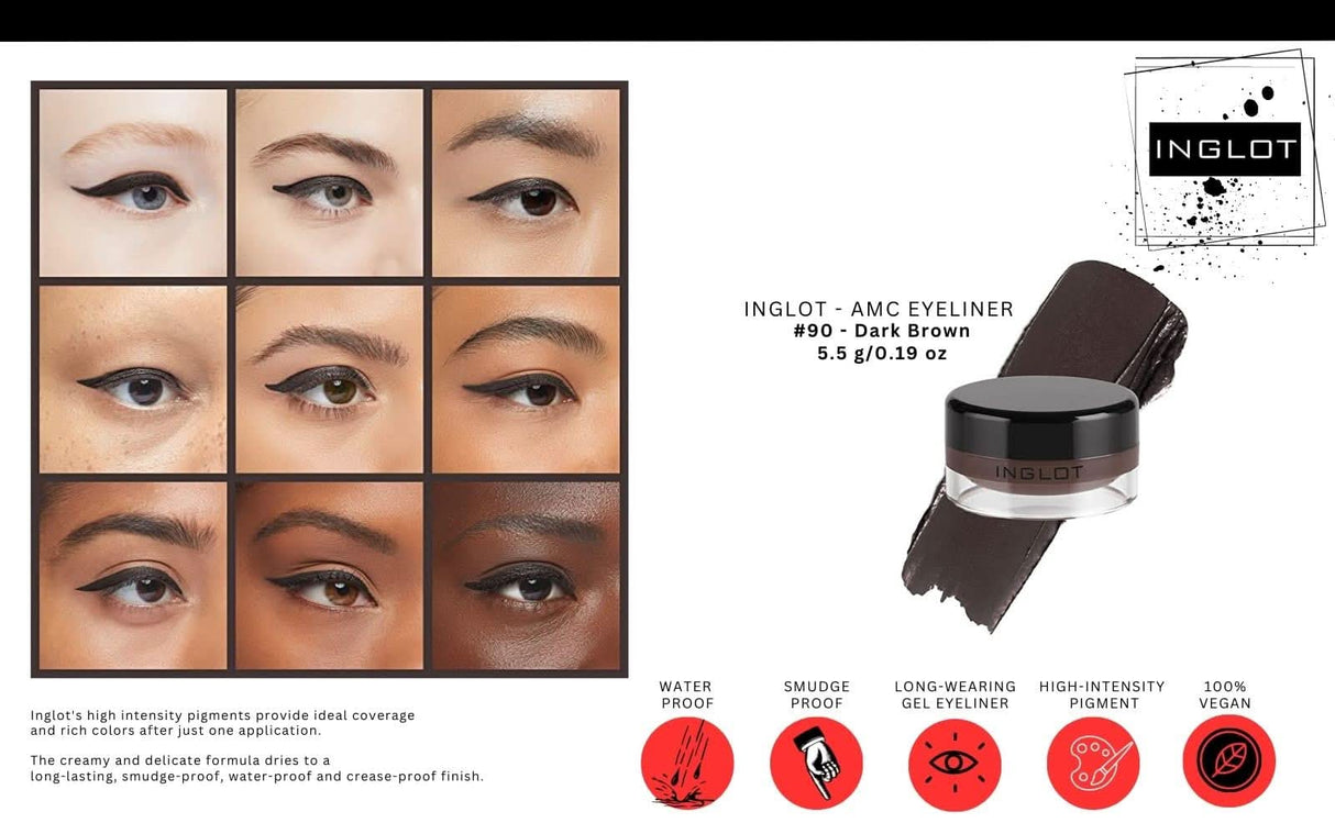 INGLOT AMC EYELINER + DURALINE BUNDLE 3 PIECE SET (GEL 77 + GEL 90 + Duraline)