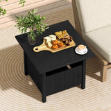 Mesa Auxiliar Exterior con Agujero para Sombrilla de 1.89" Soporte de Base para Sombrilla de Patio - Negro