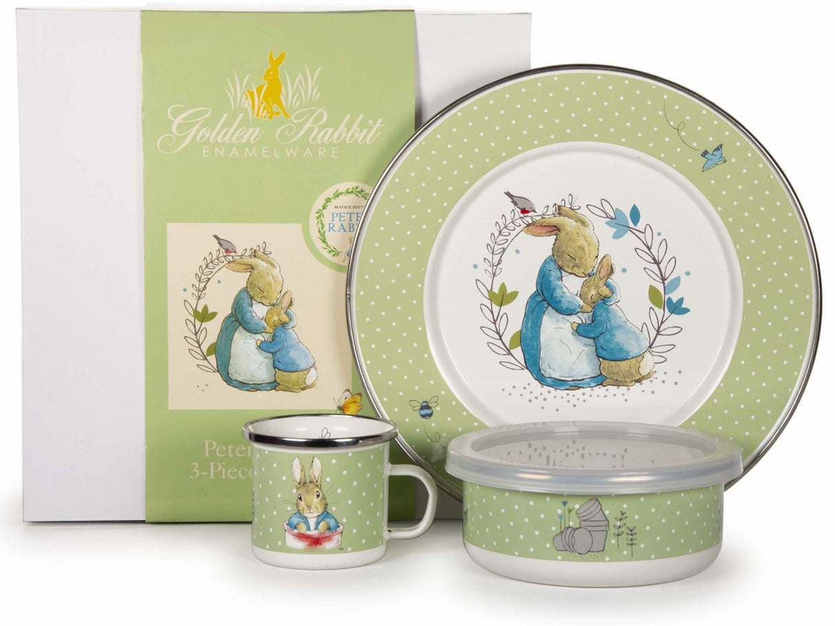 Golden Rabbit Enamelware 3-piece Child Dinner Sets
