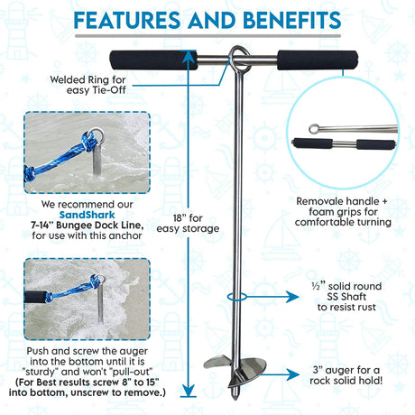 Lite 18 Anchor – Reliable, Portable Anchor for Jet Ski, Kayak, Small Boats