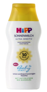 Hipp Babysanft Baby Sunscreen Lotion SPF 30 - Fragrance-Free, Hypoallergenic & Waterproof Protection for Sensitive Skin