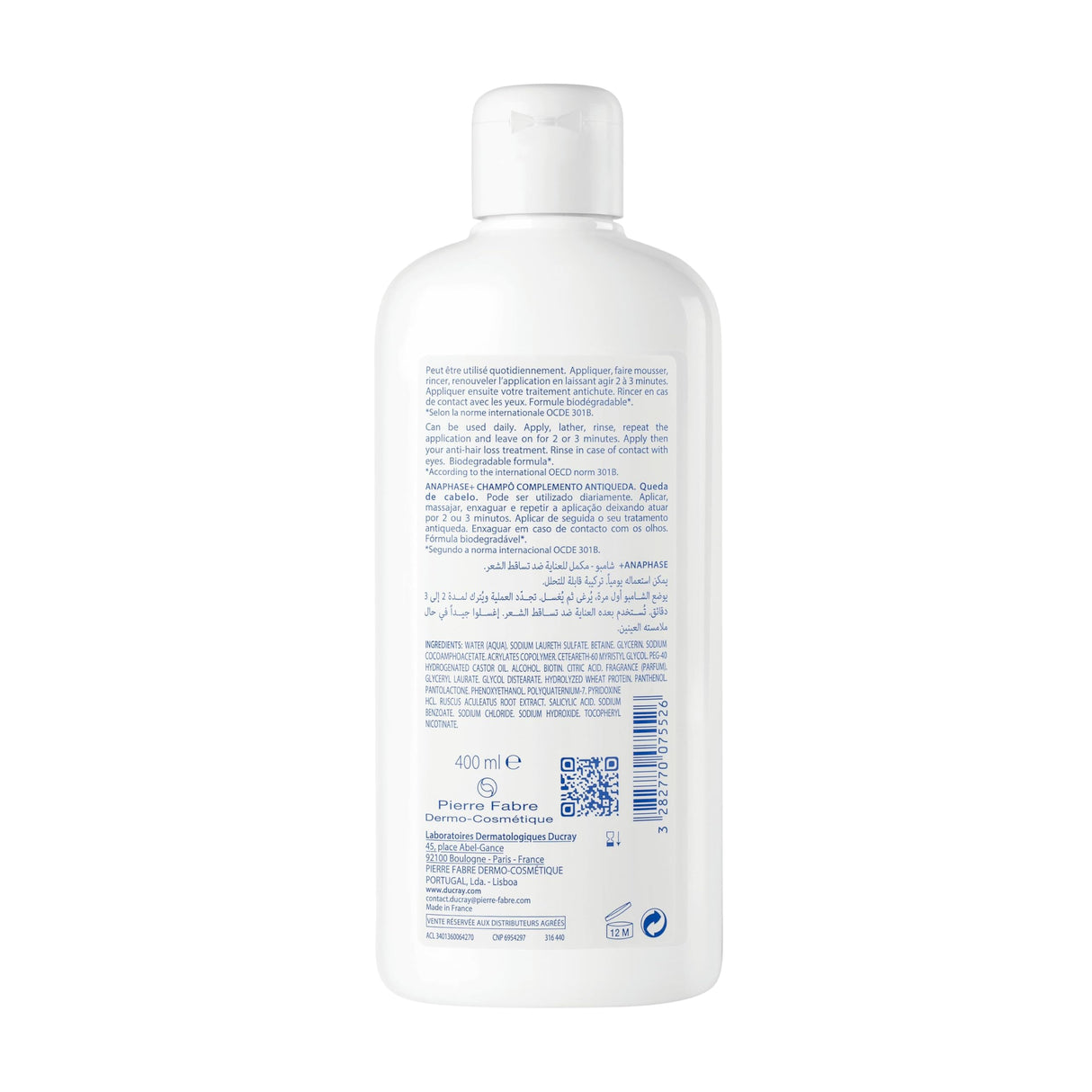Ducray Anaphase+ Anti-Hair Loss Shampoo - Strengthens Hair, Reduces Hair Loss, 13.53 fl oz