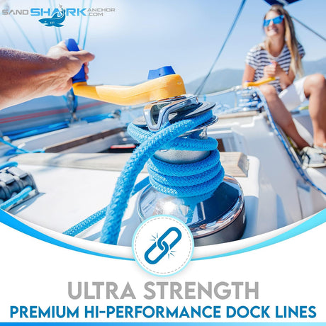 Paquete de 4 amarras premium – Reforzadas para barcos, motos acuáticas y pontones (1/2"x15')