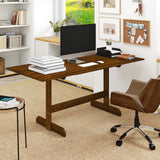 Mesa de Comedor de Granja de 71 Pulgadas, Mesa de Cocina de Madera para 6-8 Personas con Patas de Madera de Caucho-Nogal
