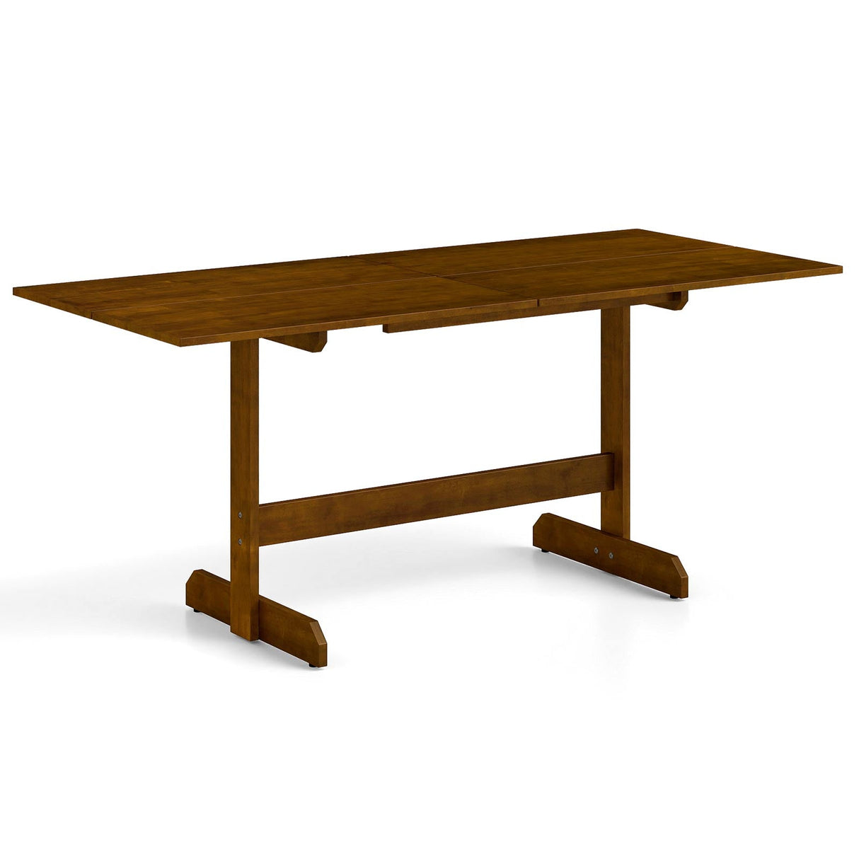 Mesa de Comedor de Granja de 71 Pulgadas, Mesa de Cocina de Madera para 6-8 Personas con Patas de Madera de Caucho-Nogal