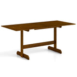 Mesa de Comedor de Granja de 71 Pulgadas, Mesa de Cocina de Madera para 6-8 Personas con Patas de Madera de Caucho-Nogal