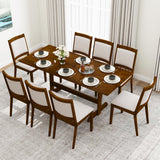 Mesa de Comedor de Granja de 71 Pulgadas, Mesa de Cocina de Madera para 6-8 Personas con Patas de Madera de Caucho-Nogal