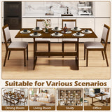 Mesa de Comedor de Granja de 71 Pulgadas, Mesa de Cocina de Madera para 6-8 Personas con Patas de Madera de Caucho-Nogal