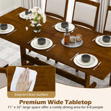 Mesa de Comedor de Granja de 71 Pulgadas, Mesa de Cocina de Madera para 6-8 Personas con Patas de Madera de Caucho-Nogal