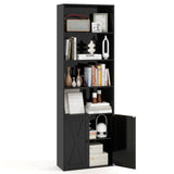 71 Inch Freestanding Bookshelf with 6 Shelves and 2-Door Cabinet