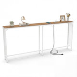 71 Inch Narrow Console Table with Power Outlet for Small Space