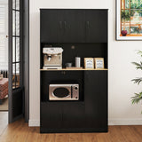 71" Tall Kitchen Pantry Cabinet with Charging Station Wooden Buffet Cupboard Sideboard