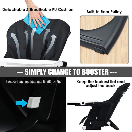 4-in-1 High Chair–Booster Seat with Adjustable Height and Recline