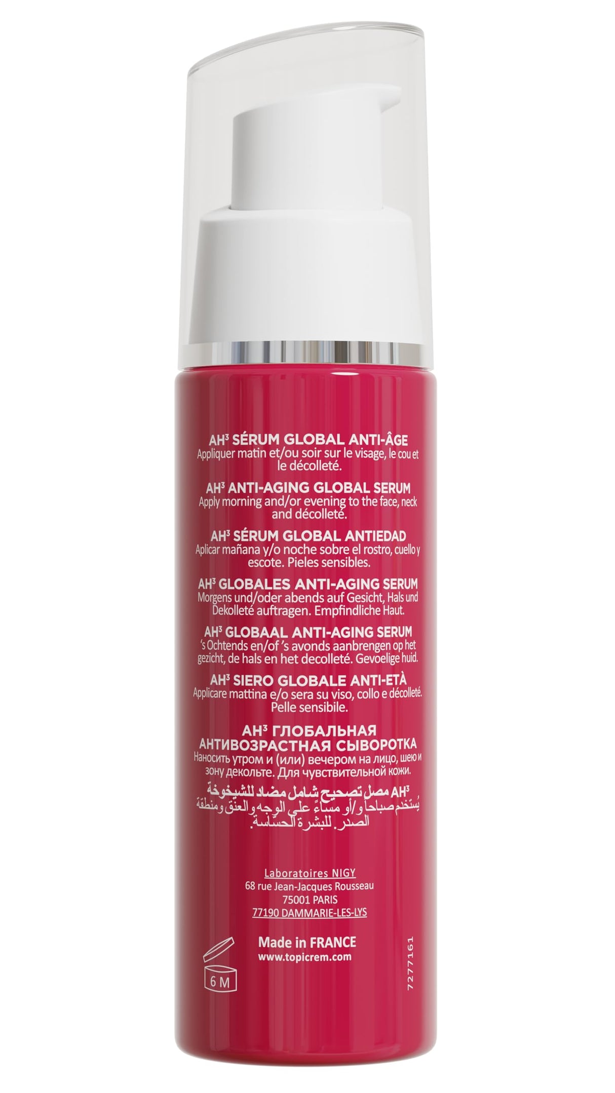 Topicrem Anti-Aging Serum AH3 Global - Hydrating, Anti-Wrinkle, Brightening Serum for Aging Skin with Hyaluronic Acid, Vitamin C & Niacinamide