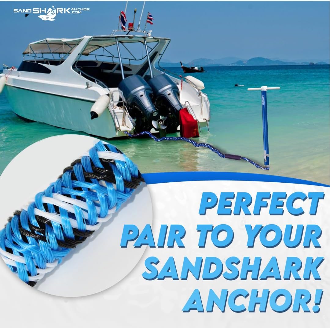 Cabo de amarre elástico de 7 a 14 pies, cabo de ancla, de Sandshark – Solución de amarre perfecta para barcos y motos acuáticas